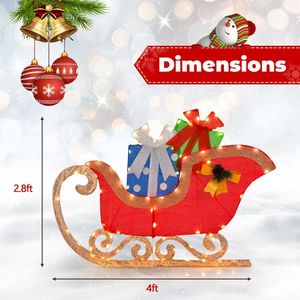 Traîneau de Noël de 4 pieds de long avec 94 lumières LED pré-éclairées, chaudes et brillantes, décoration festive - Product Image 3