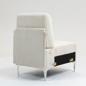 Poltrona Modulare Senza Braccioli in Velluto a Coste, Divano Sezionale con Cuscino, Sedia Singola per Soggiorno - Product Image 5