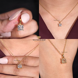 Colgante Clásico Solitario para Mujer con Diamante CVD Cultivado en Laboratorio, Corte Princesa, 2.00 Quilates, Oro Sólido de 14K, Claridad VVS2, Color D, Certificado IGI - Product Image 5