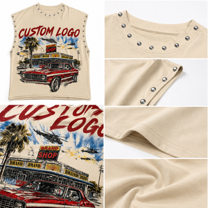 Premium 100% Cotton Oversized Sleeveless Custom Tank Top DTG Printed Classic <b>Car</b> Graphic Streetwear Muscle <b>Shirt</b> Breathable - Product Image 4