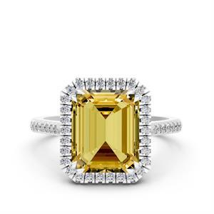 Elegante Anillo de Plata de Ley 925 para Mujer con Gema Amarilla de Corte Cojín y Brillante para Compromiso y Fiestas - Product Image 5