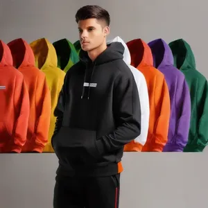 Sudadera con Capucha Unisex de Color Sólido, Algodón French Terry, Corte Regular, Casual, Otoño, Bolsillo Delantero, Cordón Ajustable, Transpirable - Product Image 3