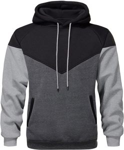 Custom Three-Tone Patchwork Men's Hoodie V-<b>Shape</b> Color <b>Block</b> Fleece Pullover Casual Streetwear Sweatshirt - Product Image 1