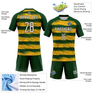 Nouveau style d'uniforme de volley-ball imprimé par sublimation, kit d'uniforme de football personnalisé vert et jaune, vente en gros à prix abordable - Product Image 3