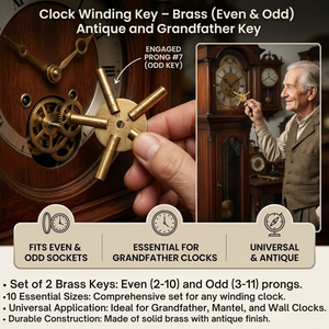 ชุดกุญแจไขนาฬิกา ทองเหลือง สำหรับนาฬิกาโบราณ นาฬิกาตั้งโต๊ะ ขนาดต่างๆ รวมถึงขนาดคู่และขนาดคี่  ชุดเครื่องมือซ่อมนาฬิกา 10 ขนาด - Product Image 3