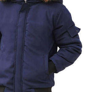 Chaqueta Acolchada Azul Marino con Capucha para Hombre, Estilo Casual, con Ribete de Piel, Resistente al Viento, para Invierno, Tallas Grandes, Corte Regular, con Cierre - Product Image 2