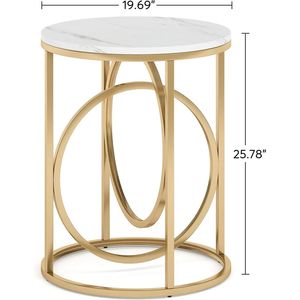Tavolino da Divano Moderno con Base a O Dorata, Elegante Tavolo da Cocktail o Caffè - Product Image 6