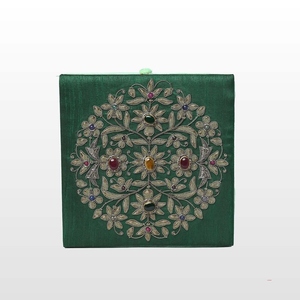 Premium Handmade Square Flower Design Viscose Velvet Jewelry Storage <b>Box</b> Hand Embroidery by whimsy art craft - Product Image 6