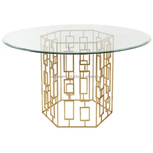 Table d'appoint ronde moderne de luxe en acier inoxydable avec cadre doré, mobilier de salon écologique, fabrication Zahid Exports - Product Image 1