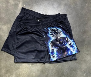 Polyester imprimé par sublimation de haute qualité, 5 pouces, double couche, personnalisé, pour jeunes hommes, décontracté, écologique, respirant, maille tricotée - Product Image 3