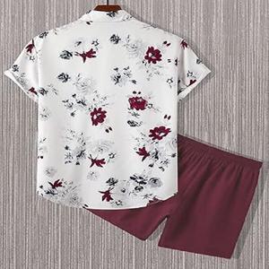 ชุดเสื้อเชิ๊ตผู้ชายแขนสั้นระบายอากาศได้ดีพิมพ์ลายแบบทั่วทุกมุมแนววินเทจใส่สบายสำหรับใช้ในชีวิตประจำวัน - Product Image 2