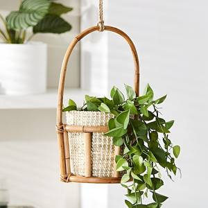Meilleure vente de pots de plantes suspendus en rotin, panier de fleurs en osier, fournitures de jardin, jardinières d'intérieur et d'extérieur - Product Image 1