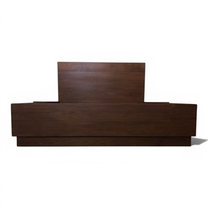 Scandinavian Solid Teak Wood Platform <b>Bed</b> Frame with Slatted Base and Wide Headboard Eco-Friendly Durable King/<b>Queen</b> <b>Sizes</b> - Product Image 2