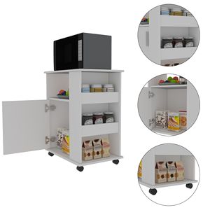 Mobiletto Inferiore per Microonde a Porta Singola con Tre Ripiani Laterali, Kit Bianco per Isole e Carrelli da Cucina - Product Image 3
