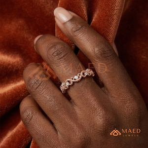 14K Rose <b>Gold</b> Bezel <b>Set</b> Diamond Milgrain Ring14K Rose <b>Gold</b> Bezel <b>Set</b> Diamond <b>Ring</b> Curved Filigree Stackable Diamond Band - Product Image 4