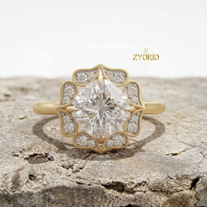 Vintage Luxury <b>Cushion</b> Cut Lab Grown Diamond VVS2 Clarity 1 CT Engagement Ring 925 Silver Halo <b>Flower</b> Style Wedding Party Women - Product Image 2