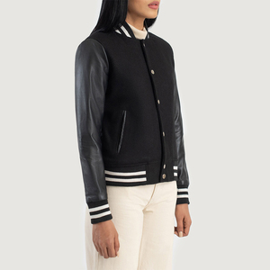 Custom <b>Women</b> Plush <b>Velvet</b> Button Up Varsity Outerwear <b>Women</b> Spring Lightweight Quilted Satin Varsity <b>Jacket</b> Wholesale Custom - Product Image 4