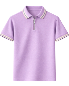 Polo de manga corta con cremallera de un cuarto para hombre, cuello acanalado, informal, de verano, mezcla de algodón, fabricado a medida por el fabricante. - Product Image 1