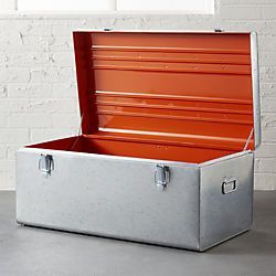 <b>Large</b> Iron <b>Trunk</b> Metal <b>Storage</b> Chest With Secure Locking System For Moving <b>Storage</b> And Organization - Product Image 4