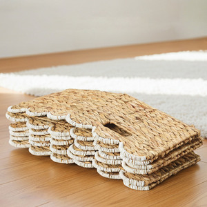 Timeless Decorative Water Hyacinth Basket Woven Organizer Basket Scalloped Storage <b>Bin</b> Ideal For Pantry Shelf Organization - Product Image 4