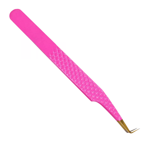Black Silver Grip Eyelash Tweezers <b>Pink</b> <b>Box</b> Packing Isolation Private Label Fiber Tip Volume Lash Tweezers for sale - Product Image 2