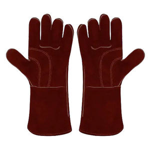 Gants de sécurité en cuir résistants à la chaleur, 14 pouces, manchette droite, protection anti-chaleur pour le soudage, texture intégrale, résistance à l'abrasion - Product Image 3