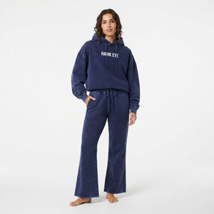 Chándal de algodón OEM personalizado con lavado ácido, pierna ancha, logo frontal, hombros caídos oversize, venta al por mayor, alta calidad - Product Image 5