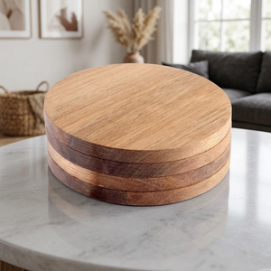 REHMAN CRAFT Natural Wood & <b>Epoxy</b> Resin Handmade Round Coaster Set with Hanging Hole 9-10 cm Diameter - Product Image 1