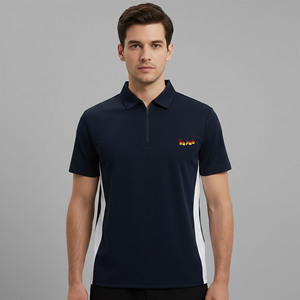 Chemise pour homme de haute qualité 100% coton, logo brodé personnalisé, motif uni, tricotée, confortable, séchage rapide, streetwear décontracté - Product Image 1