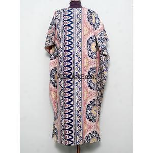 Caftán Maxi 100% Hecho a Mano en Algodón para Mujer, Cuello en V, Sin Mangas, Estampado Floral, Ecológico, Silueta Ajustada, Estilo Casual Natural - Product Image 5