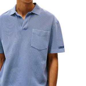 Polo de Corte Holgado para Hombre, Teñido Personalizado, Estilo Vintage, Informal, Suave y Cómodo, Algodón Premium, Marca Privada - Product Image 4