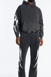 2027 Winter Custom Oversized Hooded <b>Sweatshirt</b> <b>Black</b> Cotton French Terry Casual Streetwear Zip-Up Front Pocket Hoodie - Product Image 5