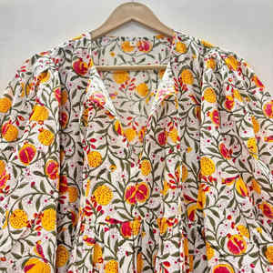 Vestido Mini de Algodón Ecológico con Estampado Floral Hecho a Mano, Estilo Chinoiserie, Lavable, Bohemio, Formal para Oficina - Product Image 3