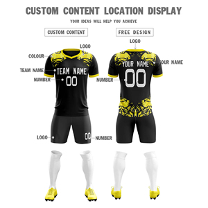 Uniforme de Fútbol Personalizado 2026, Elegante y Económico, en Negro y Amarillo, Conjunto Completo, Servicio OEM - Product Image 4
