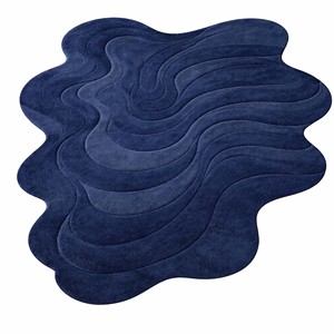 Alfombra abstracta azul marino de forma irregular, alfombra moderna hecha a mano con mechones, alfombra de lana suave para sala de estar, dormitorio, decoración de lujo para el hogar. - Product Image 5