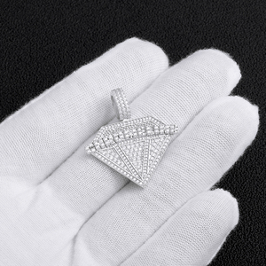 <b>Mens</b> Moissanite Diamond 925 <b>Silver</b> Diamond Shape <b>Pendant</b> Iced Out Hip Hop Jewelry Lightweight Statement Necklace Certified - Product Image 1