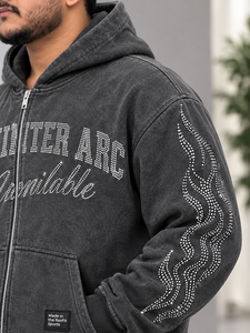 Sweat à capuche personnalisé unisexe avec strass, motif graphique, streetwear, coupe oversize, en molleton, étiquette personnalisée, pour l'hiver, tenue formelle, sweat à capuche OEM - Product Image 4