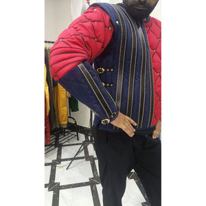 Vikings Medieval Quilted Gambeson Padded Jacket Red Blue Diamond Pattern Renaissance Reenactment Costume Cosplay - Product Image 5