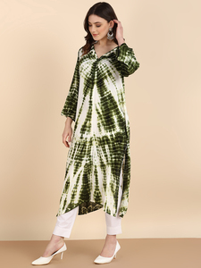 Kurta Droite Tie-Dye en Rayonne pour Femme, Séchage Rapide, Idéale Été, Bureau, Fête, Style de Vie Quotidien, Mode Moderne, Meilleur Prix Fournisseur - Product Image 2