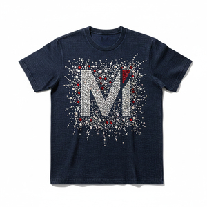 เสื้อยืดลายเพชรแบบสั่งทำพิเศษ ผ้าคอตตอนหวีอย่างดี ประดับคริสตัลวิบวับ คอวี เซ็กซี่ สำหรับผู้หญิง - Product Image 1