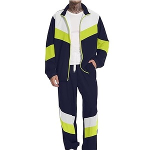 Zipper Style Colorblock <b>Waterproof</b> Windbreaker Trouser <b>Set</b> Oversized Stylish Outerwear Sportswear Breathable Windbreaker <b>Sets</b> - Product Image 1