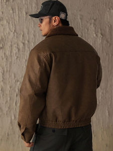 Veste en cuir pour homme, nouvelle collection, épaisse, de marque haut de gamme, avec doublure en velours, tendance, grande taille, veste et manteau en PU pour homme, prix avantageux - Product Image 2