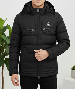 <b>Men</b> Puffer Jacket Winter <b>Warm</b> Quality Hooded Fashion Outdoor Windproof Solid Color Lightweight New High Custom Logo Jacket <b>Coat</b> - Product Image 4