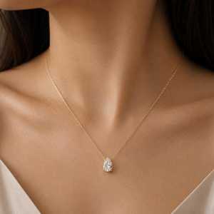 Colgante de oro macizo de 10K, 14K o 18K con diamante solitario de laboratorio de 1 quilate, corte brillante en forma de pera, claridad VVS, color E, engastado con puntas, para mujer. - Product Image 5