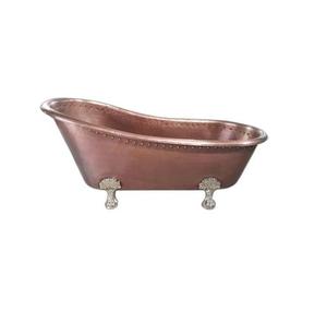 Bañera Ovalada Independiente de Cobre Bold Blossom con Patas de Gato, Estilo Lujoso, Metal Duradero para Adultos - Product Image 1