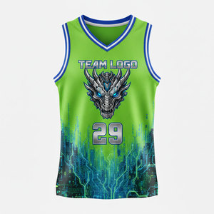 Maillot de basket-ball pour homme sur mesure, été, 100% polyester, tissu respirant, broderie 3D, manches courtes, col rond/col en V, élastique - Product Image 1