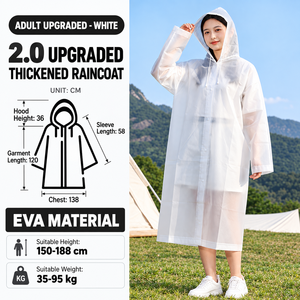Imperméable réutilisable en EVA pour adulte, imperméable d'urgence à capuche long et léger pour les voyages en plein air, le camping et la randonnée - Product Image 6