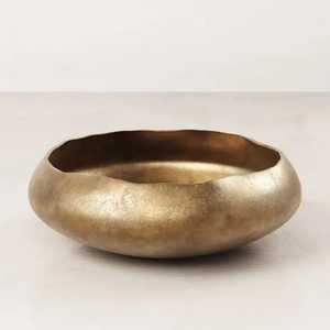 Antique Gold Fruit Bowl & Matte Bronze Salad Serving Basin | Vintage Brass Finish Table Centerpiece Decor | Rustic Metal Snack D - Product Image 5