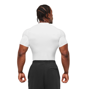T-shirt de compression graphique blanc pour homme – Vêtement de sport, d'entraînement et d'activewear respirant et extensible - Product Image 2