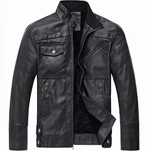 RELEVO New <b>Men's</b> Leather <b>Jackets</b> Spring Casual Motorcycle PU <b>Jacket</b> Biker Vintage Zipper Hooded <b>Warm</b> - Product Image 4
